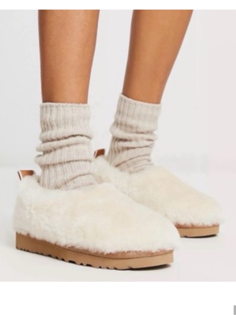 UGG Cream Faux-Shearling Slip-On Slippers women’s 7